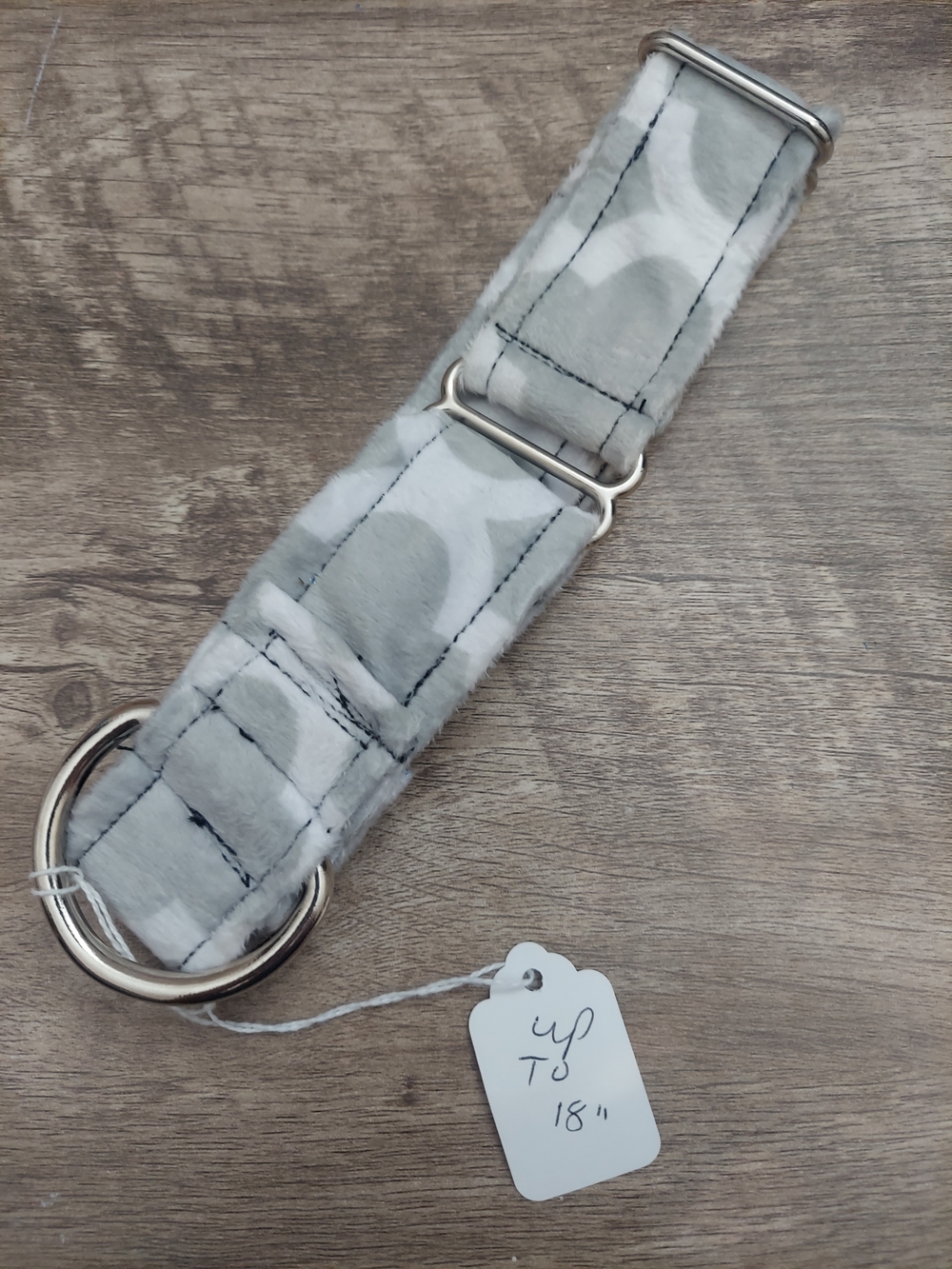 Custom Martingale Dog Collar 1.5" Plush Grey Trefoil Club Playing Card 18"